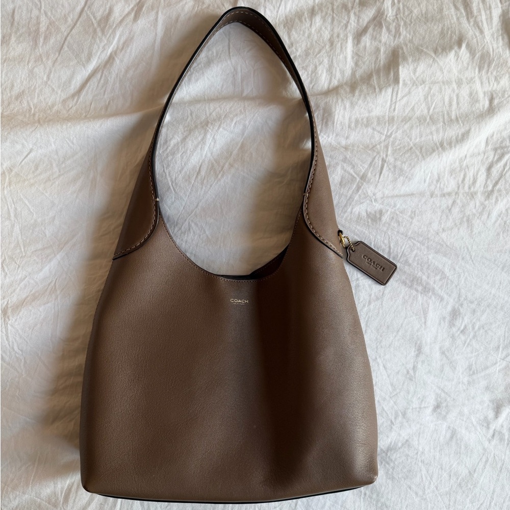 Coach Brooklyn 28 Brown Pebbled Leather Hobo Bag with Gold Hardware